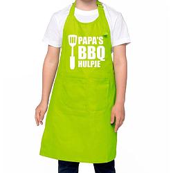 Foto van Papa s bbq hulpje barbecue schort kinderen/ bbq keukenschort kind groen voor jongens en meisjes - feestschorten