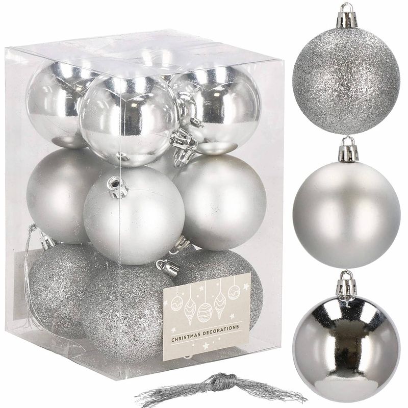 Foto van Kerstballen 12 stuks 6 cm zilver