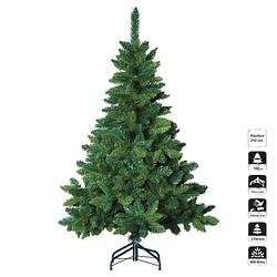 Foto van Blooming kunstkerstboom - 210 cm - groen - ø 127 cm - 880 tips - metalen voet