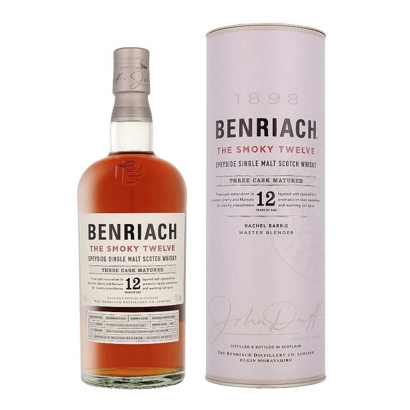 Foto van Benriach 12 years the smoky twelve 70cl whisky + giftbox