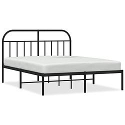 Foto van Vidaxl bedframe met hoofdbord metaal zwart 150x200 cm