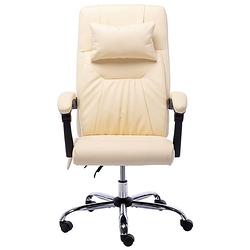 Foto van The living store ergonomische kantoorstoel - crème - kunstleer - 60 x 64 x (112 - 121) cm - massage - max 110 kg