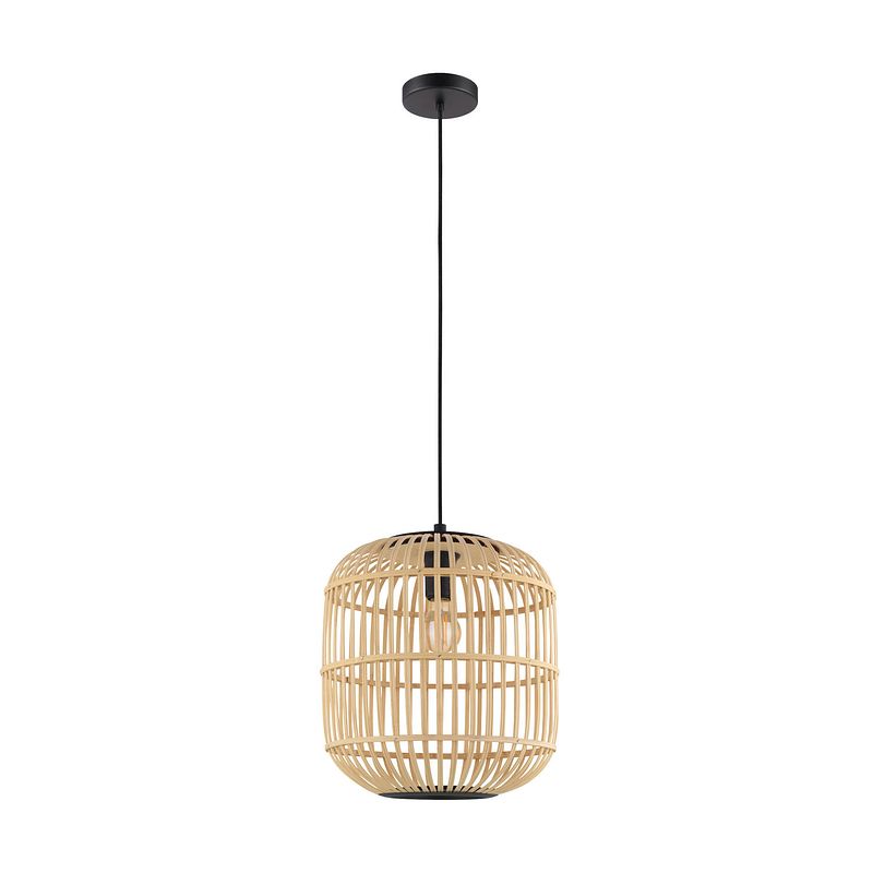 Foto van Eglo bordesley hanglamp - e27 - ø 35 cm - zwart/hout