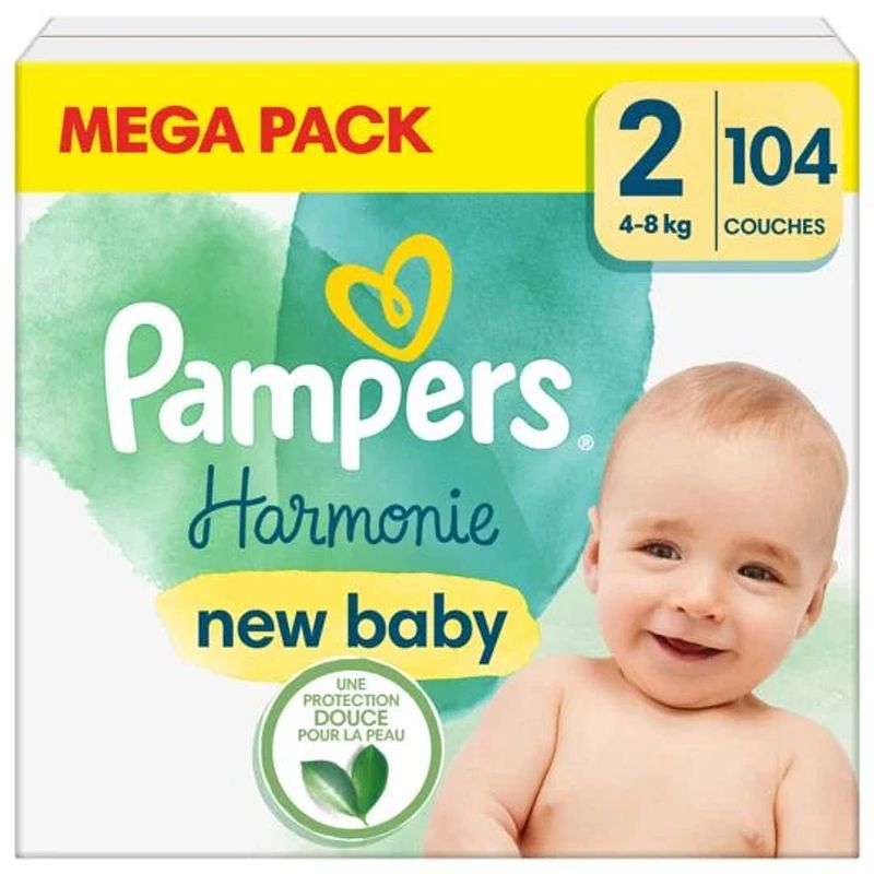 Foto van Pampers - harmonie - maat 2 - mega pack - 104 stuks - 4/8 kg