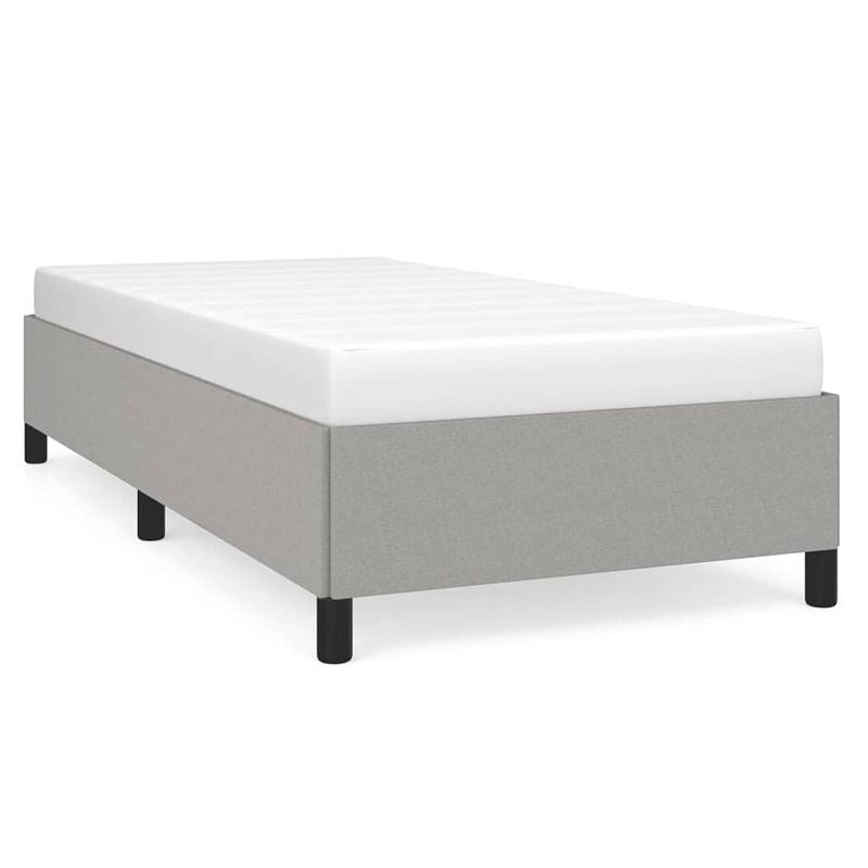 Foto van The living store bedframe - duurzaam - bedframe - afmeting- 203 x 103 x 35 cm - kleur- lichtgrijs