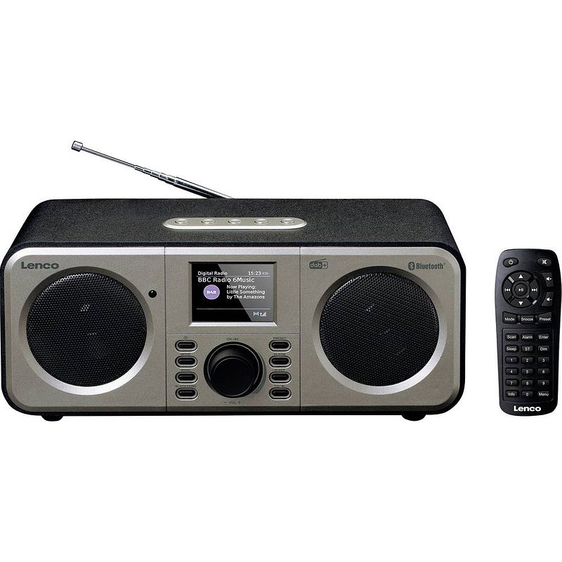 Foto van Stereo dab+ fm radio met bluetooth lenco dar-030bk zwart-zilver