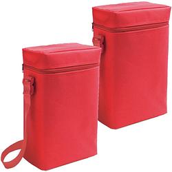 Foto van Set van 2x stuks kleine koeltassen voor flessen rood 19 x 34 x 10 cm 6 liter - koeltas