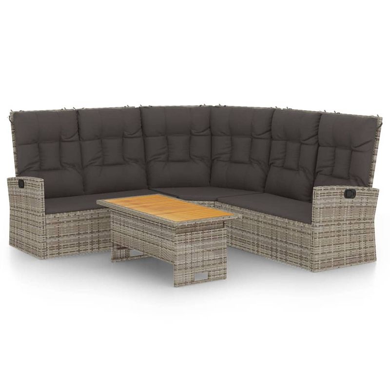 Foto van Vidaxl 2-delige loungeset met kussens poly rattan grijs