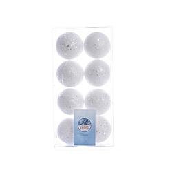 Foto van 5 stuks bal foam glitter d4 cm wit/zilver 8st