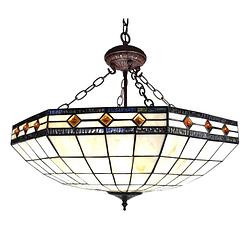 Foto van Haes deco - plafondlamp tiffany creme, bruin ø 57x125 cm e27 / max 3x60w