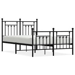 Foto van Vidaxl bedframe met hoofd- en voeteneinde metaal zwart 135x190 cm