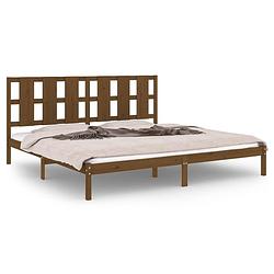 Foto van The living store - bedframe massief grenenhout - honingbruin - 205.5 x 205.5 x 100 cm