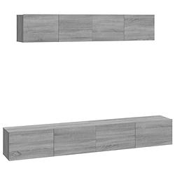 Foto van The living store televisiemeubelset - grijs sonoma eiken - 2x 80x30x30cm - 2x 100x30x30cm