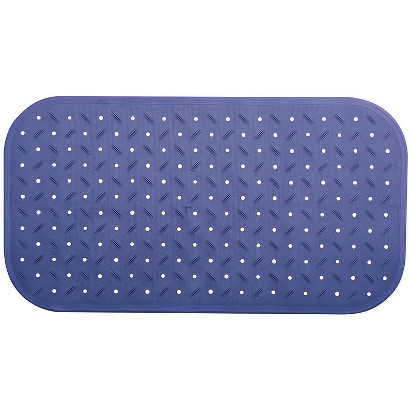 Foto van Msv douche/bad anti-slip mat badkamer - rubber - blauw - 36 x 65 cm - badmatjes