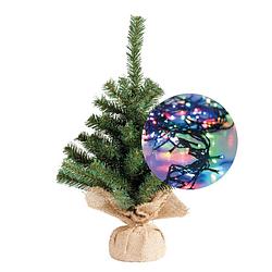 Foto van Mini kerstboom 35 cm - met kerstverlichting gekleurd 300 cm - 40 leds - kunstkerstboom