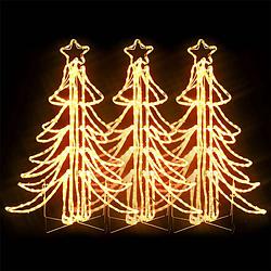 Foto van Vidaxl kerstfiguur boom 3 st inklapbaar met led'ss 87x87x93 cm warmwit