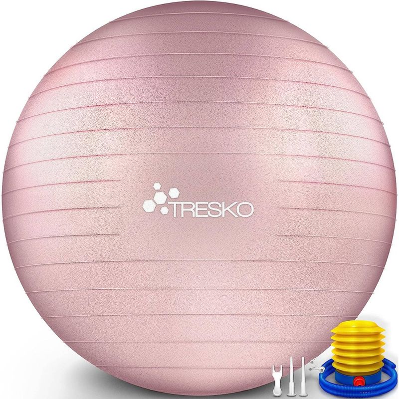 Foto van Fitnessbal, yogabal met pomp - diameter 75 cm - rose-gold