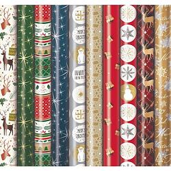 Foto van Premium assortiment luxe kerstpapier inpakpapier cadeaupapier - 200 x 70 cm - 5 rollen