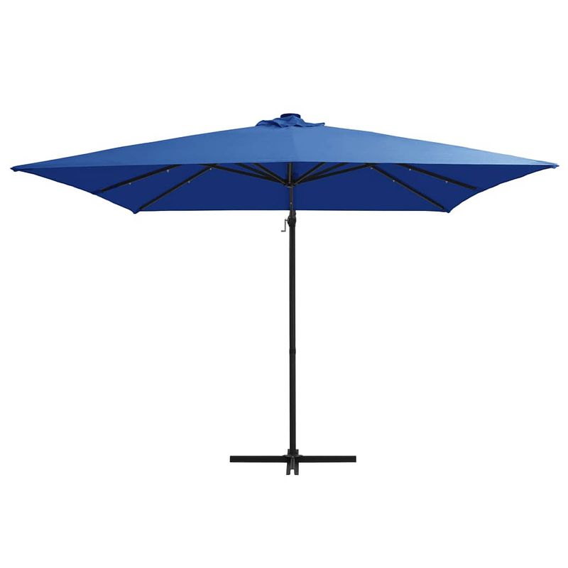 Foto van The living store luxe hangende parasol - led-verlichting - azuurblauw - 250 x 250 x 247 cm