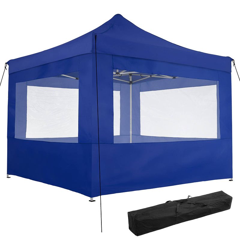 Foto van Tectake - partytent 3x3 m. opvouwbaar -4 wanden- blauw 403155