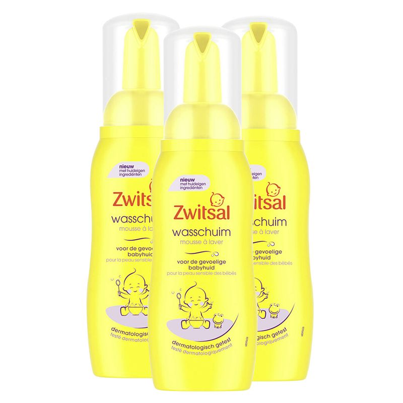 Foto van Zwitsal - baby wasschuim - huidvriendelijk - 3 x 200ml - voordeelpack