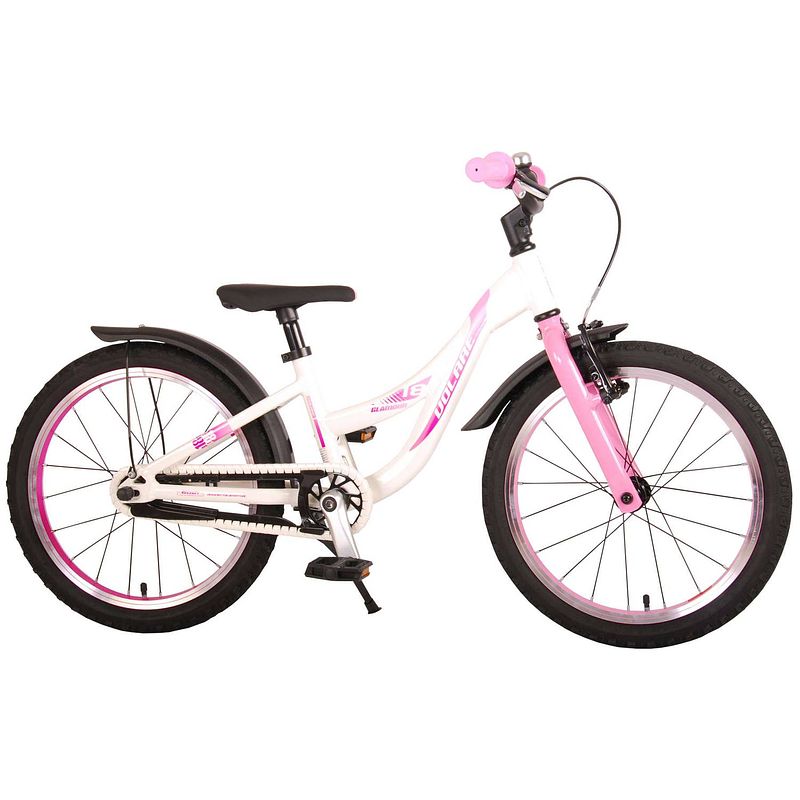 Foto van Volare meisjesfiets glamour 18 inch 28 cm meisjes terugtraprem wit/roze