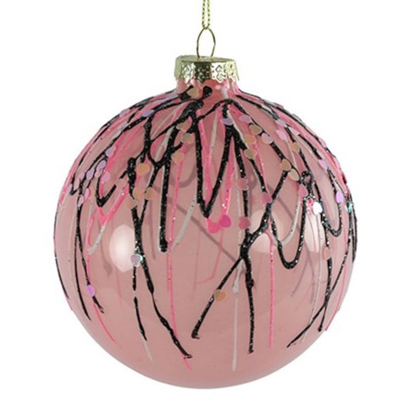 Foto van Non-branded kerstbal lilly 8 cm glas roze