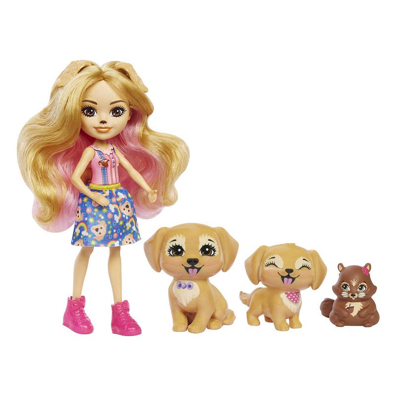 Foto van Mattel 16 delig enchantimals gerika golden retriever family