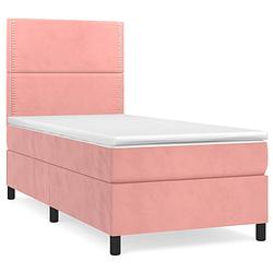 Foto van Vidaxl boxspring met matras fluweel roze 90x200 cm