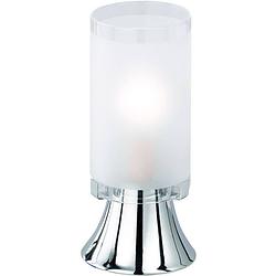 Foto van Led tafellamp - tafelverlichting - trion tringo - e14 fitting - rond - mat chroom - aluminium