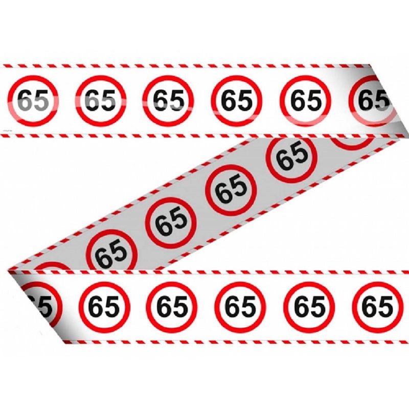 Foto van 2x stuks markeerlinten 15 meter 65 jaar feestartikelen - markeerlinten