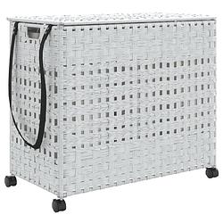 Foto van Vidaxl wasmand op wielen 66x35x60 cm rattan wit