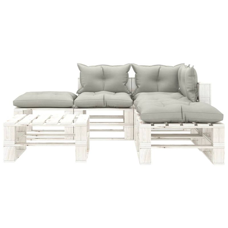 Foto van Infiori 6-delige loungeset met taupe kussens pallet hout