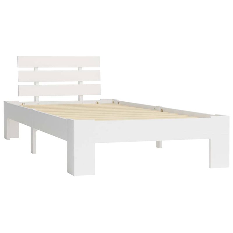 Foto van The living store massief grenenhouten bedframe - 213 x 105 x 66 cm - wit