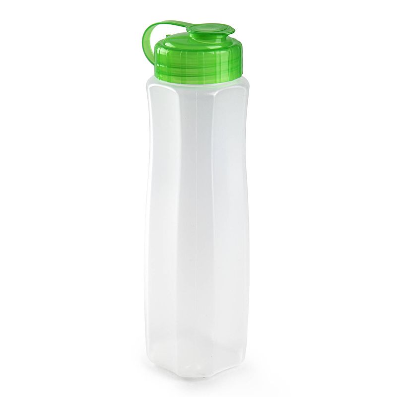 Foto van Kunststof waterfles 1000 ml transparant met dop groen - drinkflessen