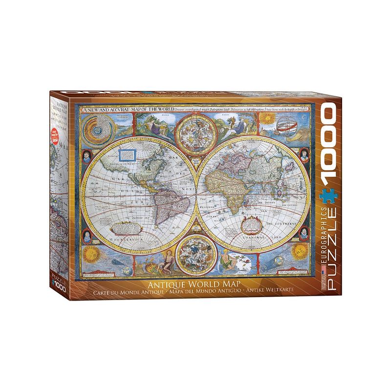 Foto van Eurographics puzzel antique world map - 1000 stukjes