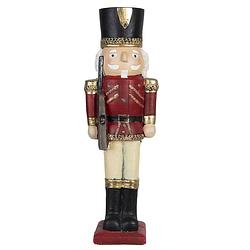 Foto van Haes deco - kerst notenkraker kleur rood, 18x15x56 cm, kerstfiguur - kerstdecoratie