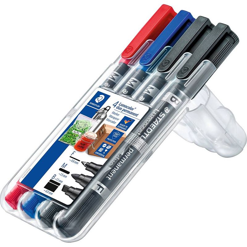 Foto van Staedtler lumocolor 348 swp4 permanent marker willekeurige kleur (geen keuze mogelijk) watervast: ja