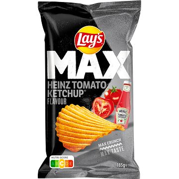 Foto van Lay's max ribbel chips heinz tomaten ketchup 185gr bij jumbo