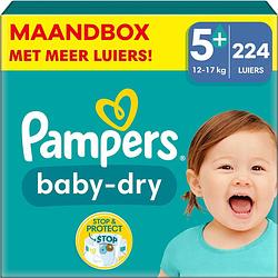 Foto van Pampers - baby dry - maat 5+ - maandbox- 224 stuks - 12/17 kg