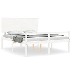 Foto van The living store bed grenenhouten - bedframes - 205.5 x 165.5 x 82.5 cm - wit