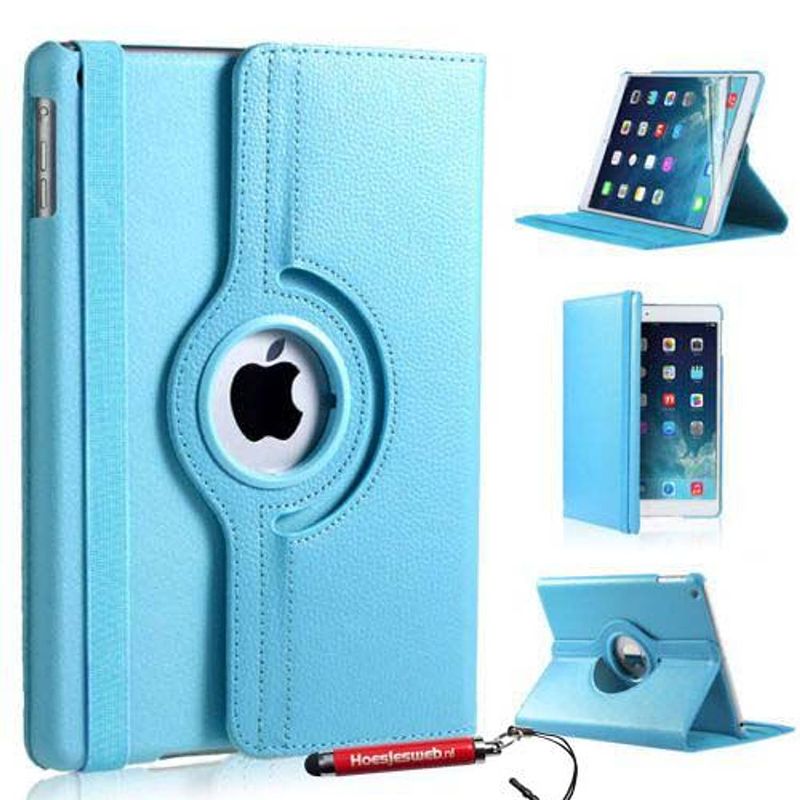 Foto van Licht blauw 360 graden draaibare hoes ipad air 1 met uitschuifbare hoesjesweb stylus - ipad hoes, tablethoes