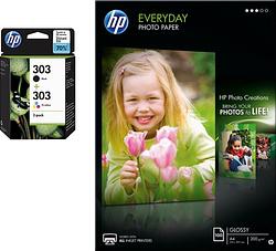 Foto van Hp 303 cartridges combo pack + 100 vellen a4 fotopapier