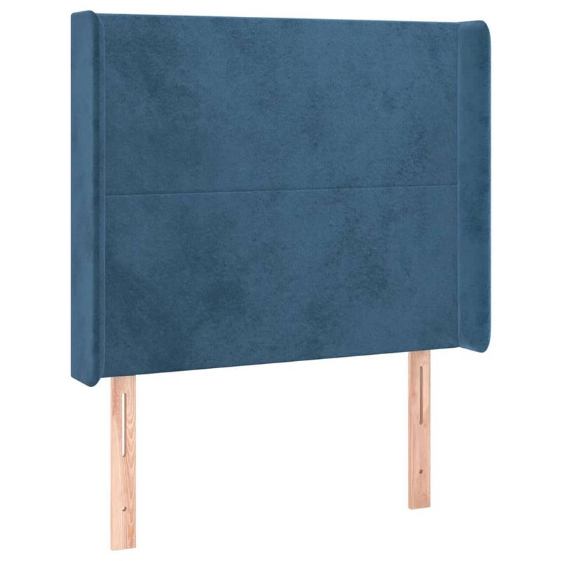 Foto van The living store hoofdeind fluwelen stof - 93x16x118/128 cm - donkerblauw