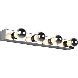 Foto van Led wandlamp - trion teatri - e27 fitting - spatwaterdicht ip44 - rechthoek - mat chroom - aluminium