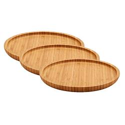 Foto van 3x stuks bamboe houten broodplanken/serveerplanken/hamplanken rond 20 cm - serveerplanken