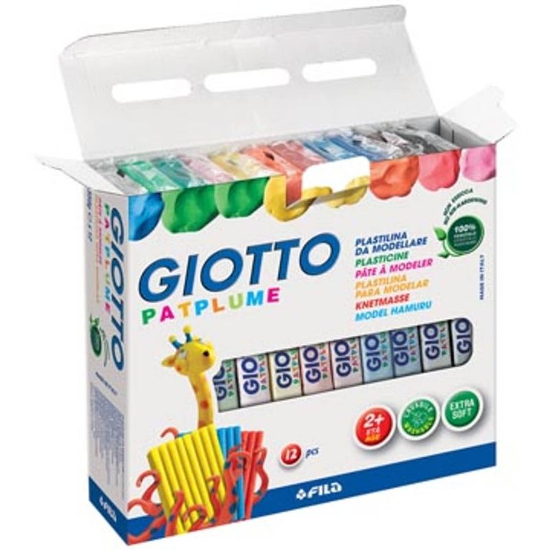 Foto van Giotto patplume boetseerpasta, doos met 12 pakken van 350 g in geassorteerde kleuren