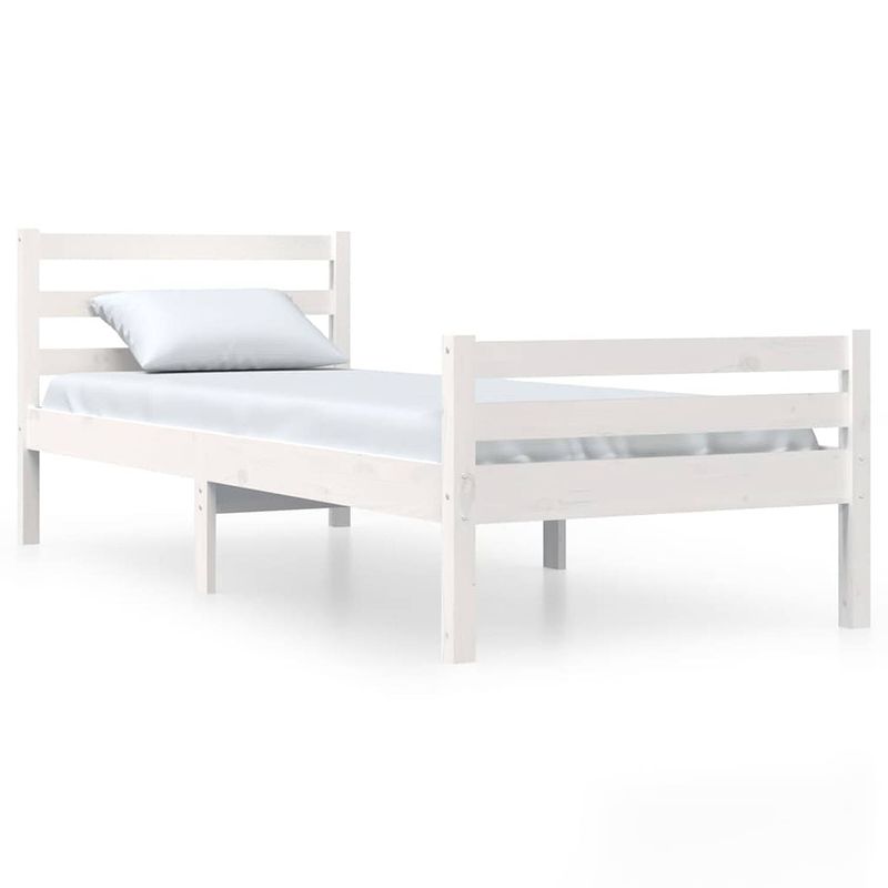 Foto van The living store bed the living store - bedframe - eenpersoons - 90 x 190 cm - grenenhout - wit