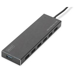 Foto van Digitus da-70241-1 usb 3.2 gen 1-hub 7 poorten met aluminium behuizing zwart