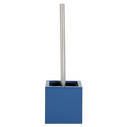 Foto van Msv toiletborstel in mdf houder/rvs wc-borstel - marine blauw - 37 cm - toiletborstels